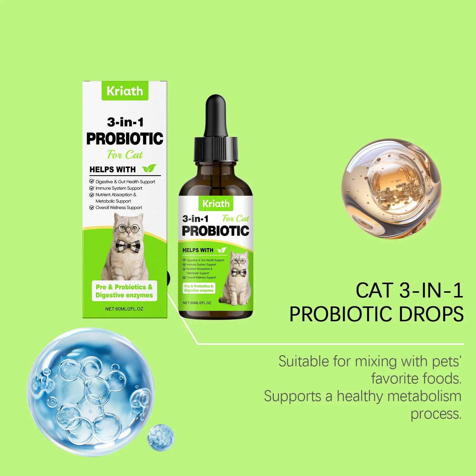 3-in-1 Probiotic Drops for Cats - Digestive & Immune Support 10 cat probiotic drops spu987601236500 desc 10