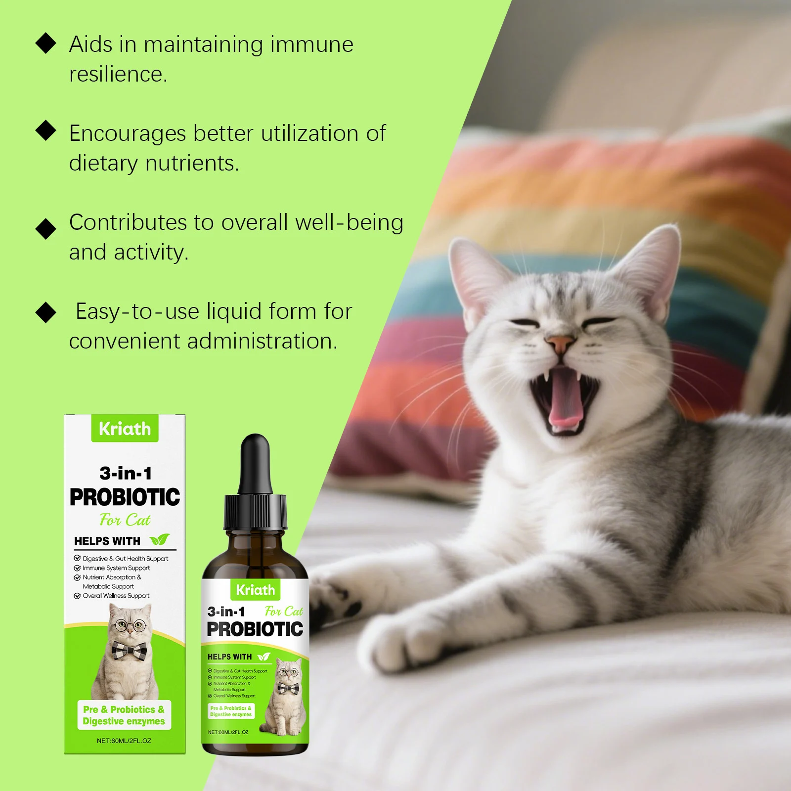 3-in-1 Probiotic Drops for Cats - Digestive & Immune Support 12 cat probiotic drops spu987601236500 desc 12