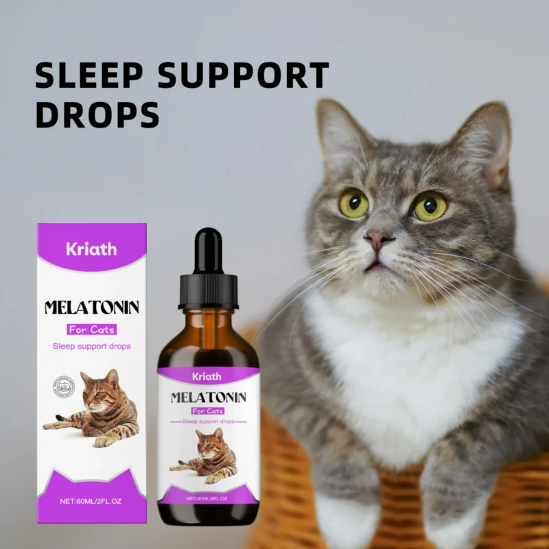 cat-sleep-support-drops-spu973061106717-1 Kriath Melatonin Sleep Support Drops for Cats - Anxiety Relief & Calming Supplement
