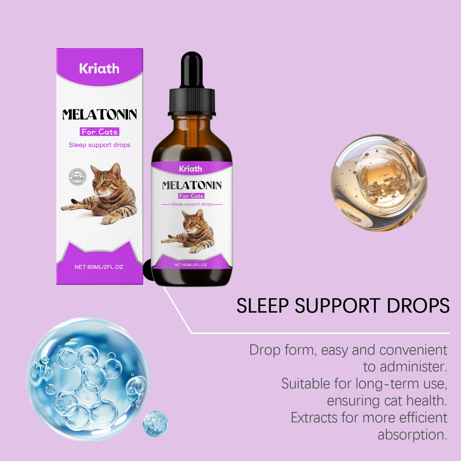 Melatonin Sleep Support Drops for Cats - Calming & Anxiety Relief Supplement 10 cat sleep support drops spu973061106717 desc 10