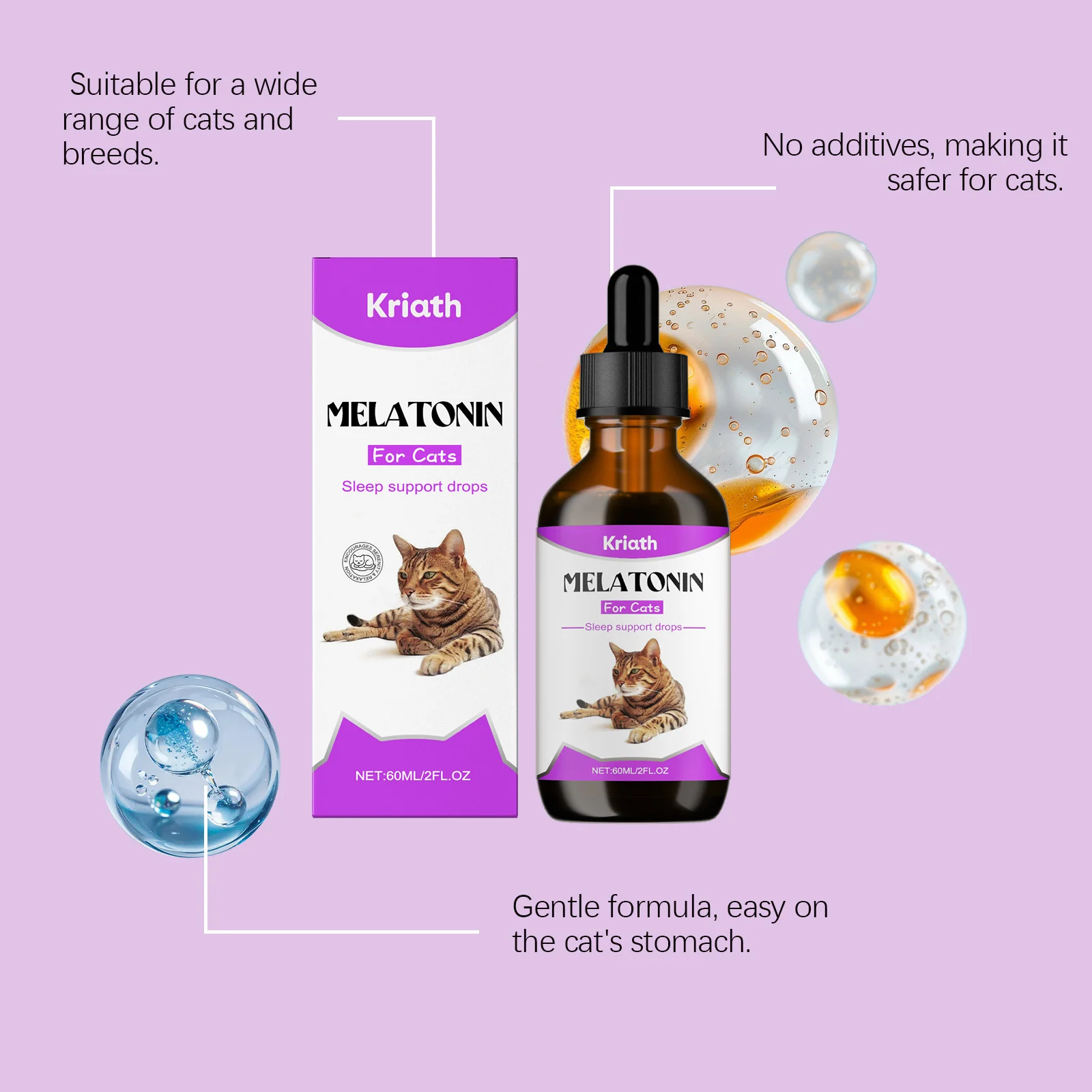 Melatonin Sleep Support Drops for Cats - Calming & Anxiety Relief Supplement 9 cat sleep support drops spu973061106717 desc 9