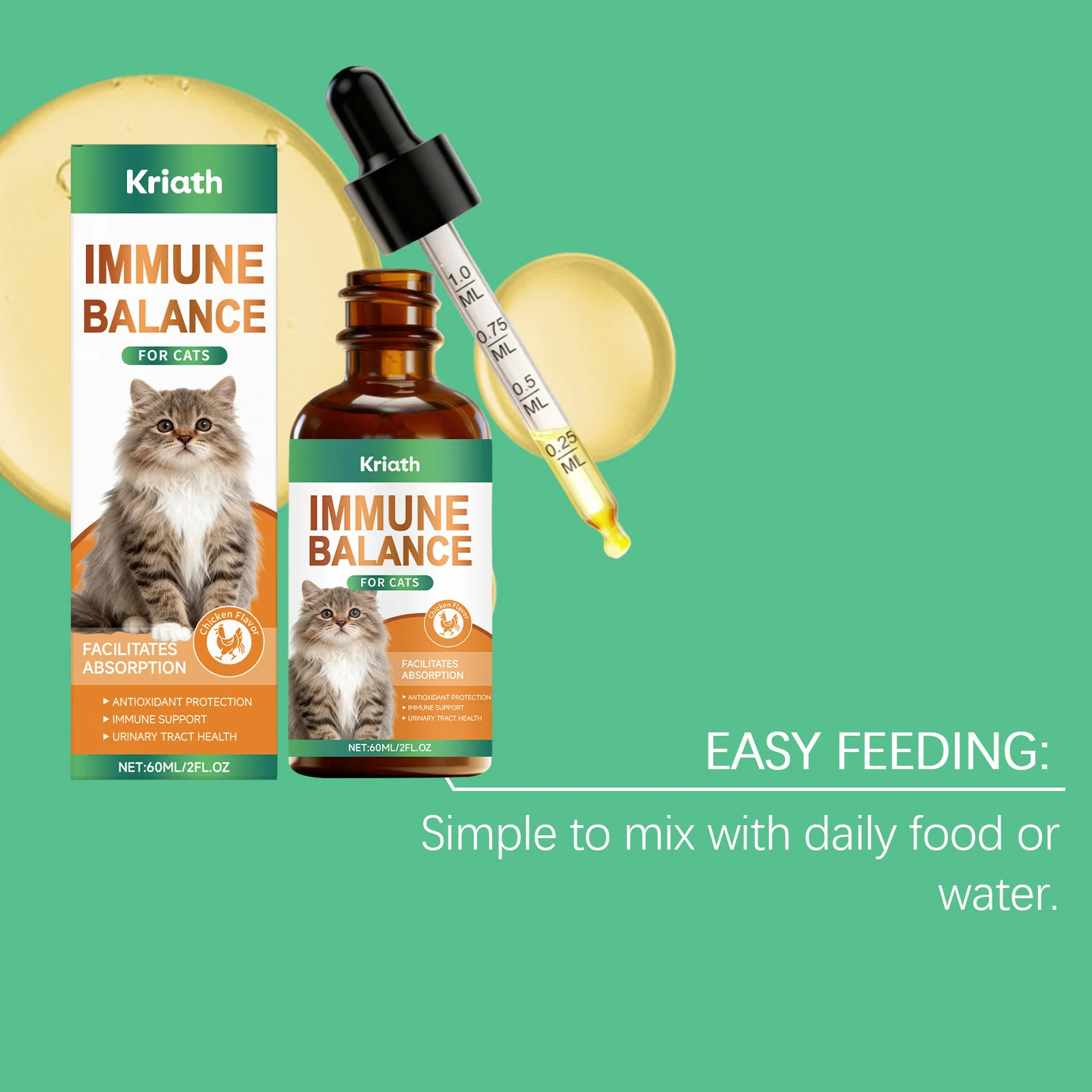 Cat Immune and Urinary Supplement Drops - 60ml Liquid Formula 10 cat supplement drops spu990100830225 desc 10