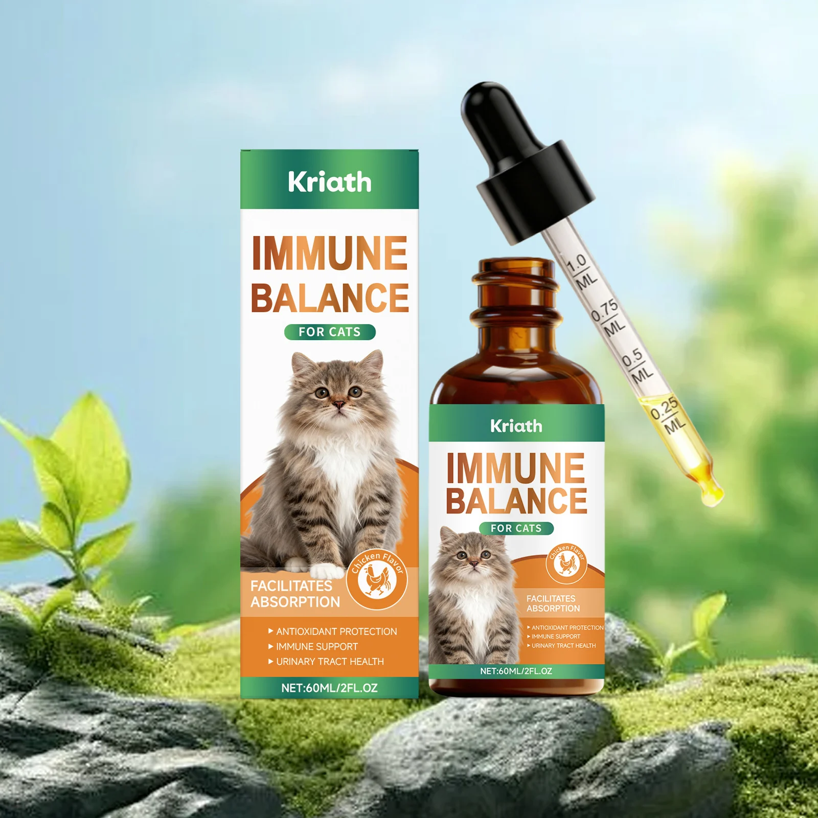 Cat Immune and Urinary Supplement Drops - 60ml Liquid Formula 2 cat supplement drops spu990100830225 desc 2