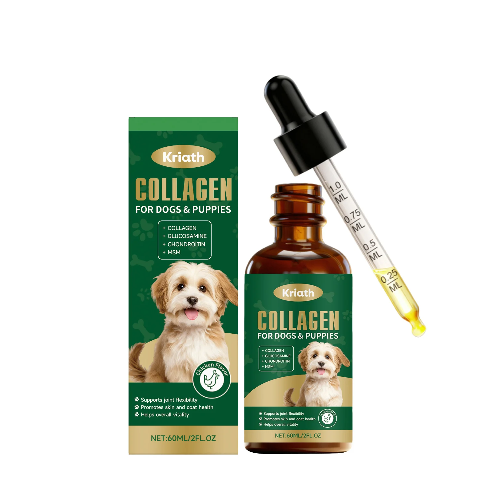Kriath Collagen Glucosamine Chondroitin Liquid Drops for Dogs 1 Kriath Collagen Glucosamine Chondroitin Liquid Drops for Dogs