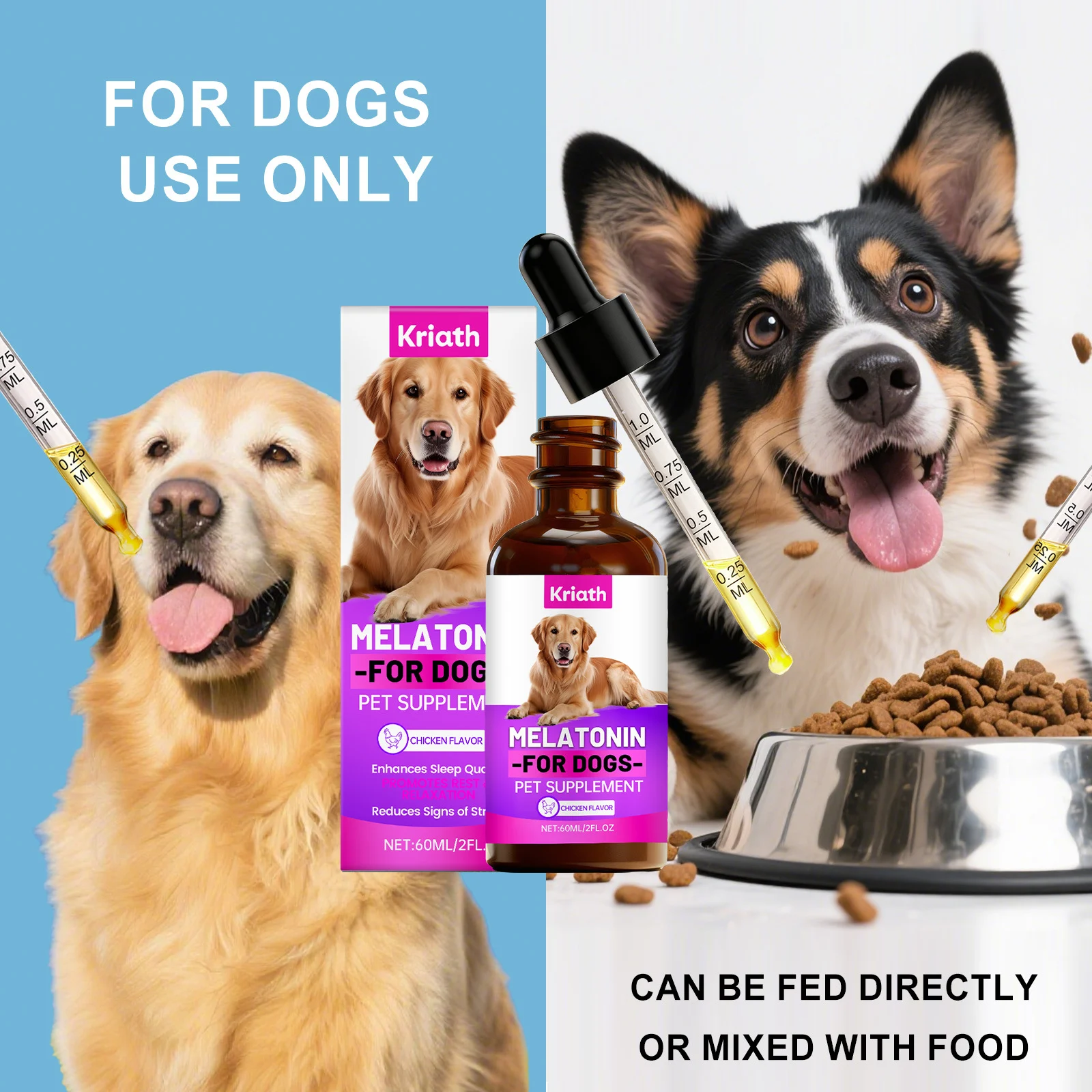 Kriath Melatonin Sleep Drops for Dogs - Chicken Flavor Calming Supplement - Review 1 Kriath Melatonin Sleep Drops for Dogs