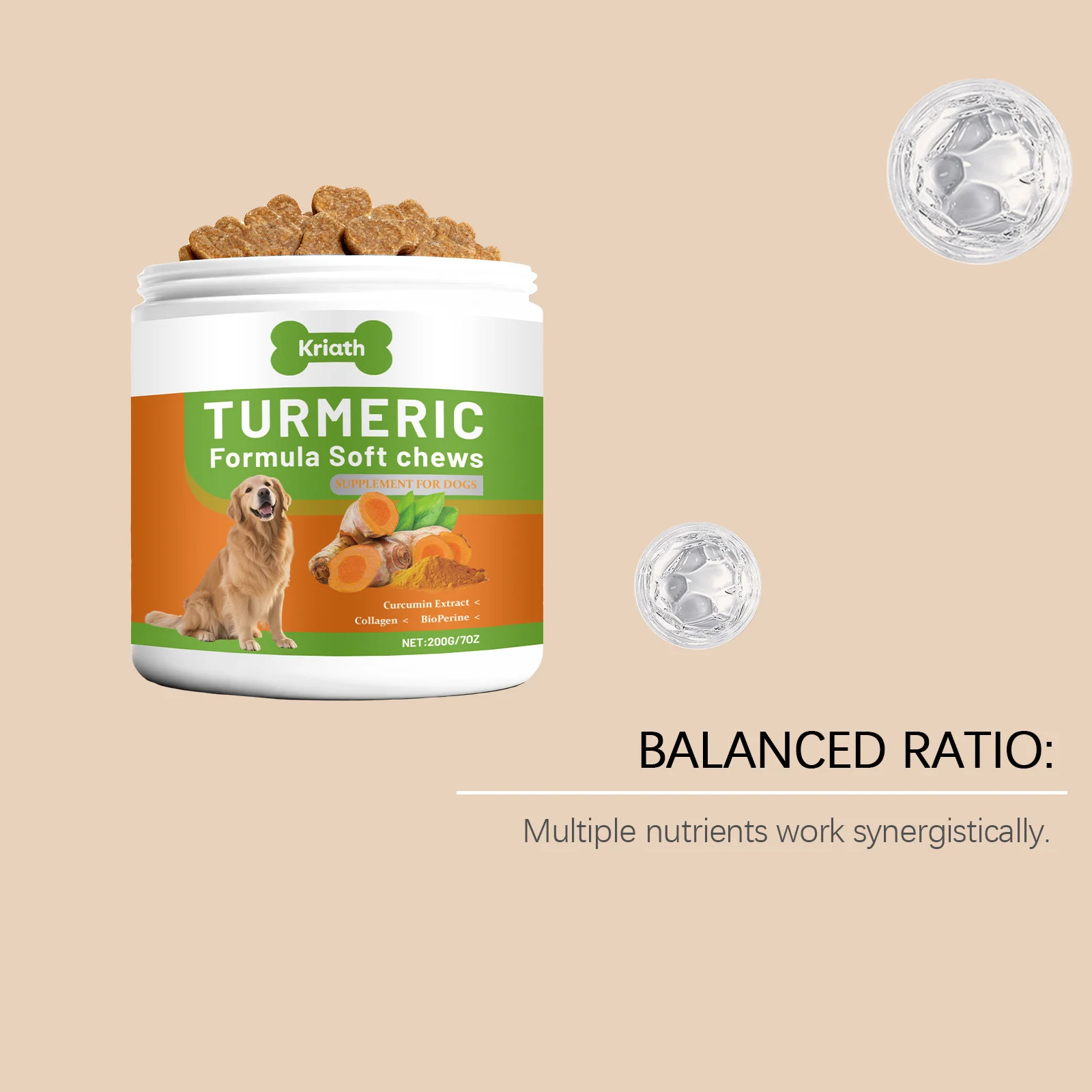 Dog Turmeric Soft Chews - Joint Support & Antioxidant Formula 10 dog turmeric soft chews joint support spu999000168360 desc 10