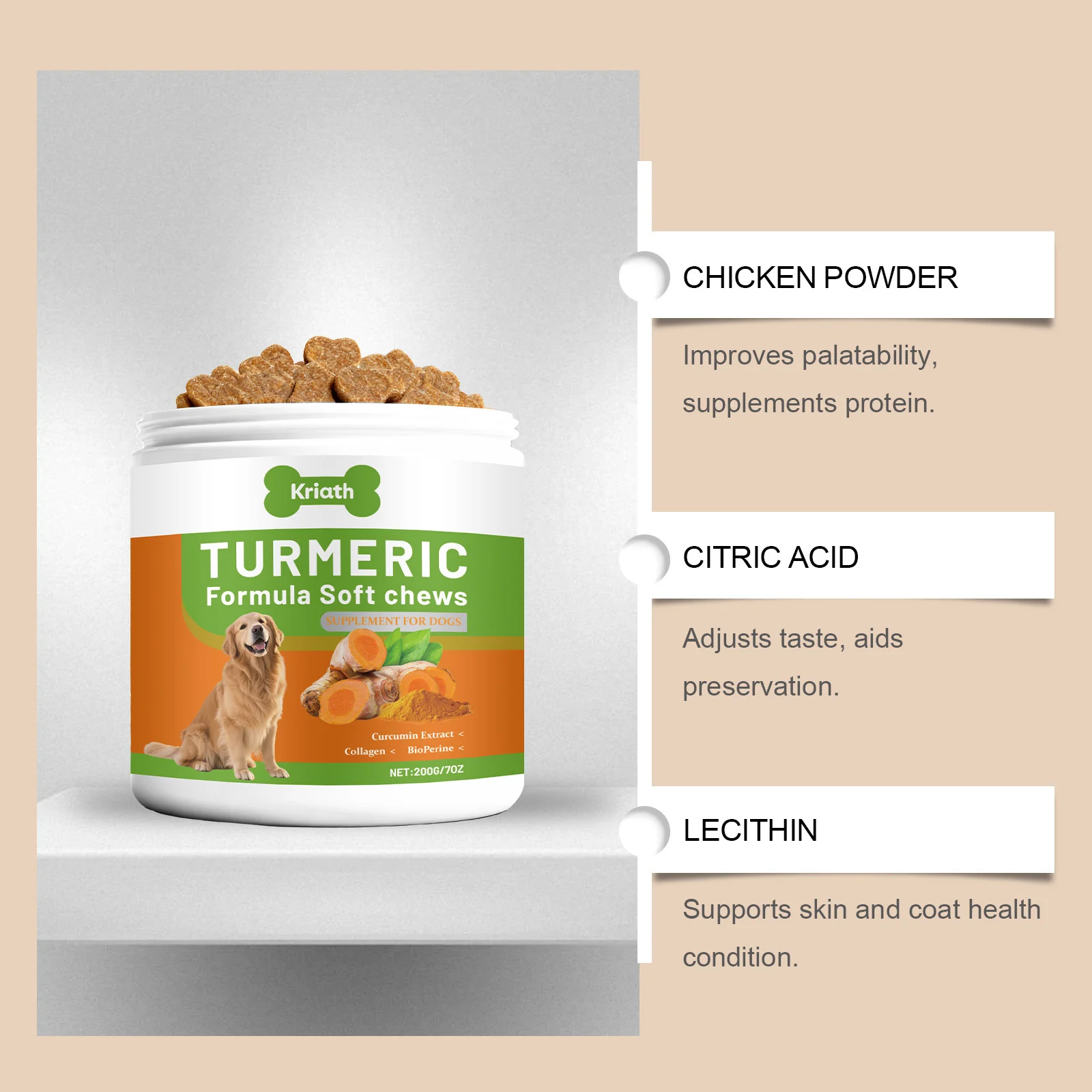 Dog Turmeric Soft Chews - Joint Support & Antioxidant Formula 7 dog turmeric soft chews joint support spu999000168360 desc 7