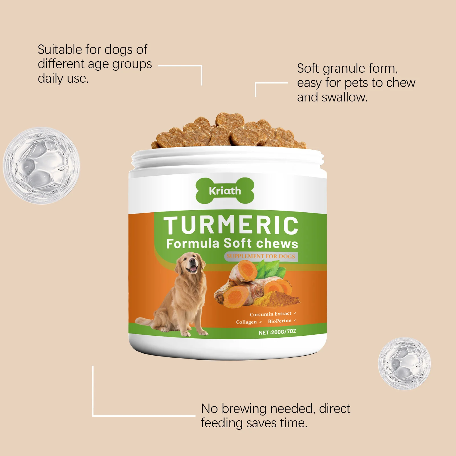 Dog Turmeric Soft Chews - Joint Support & Antioxidant Formula 9 dog turmeric soft chews joint support spu999000168360 desc 9