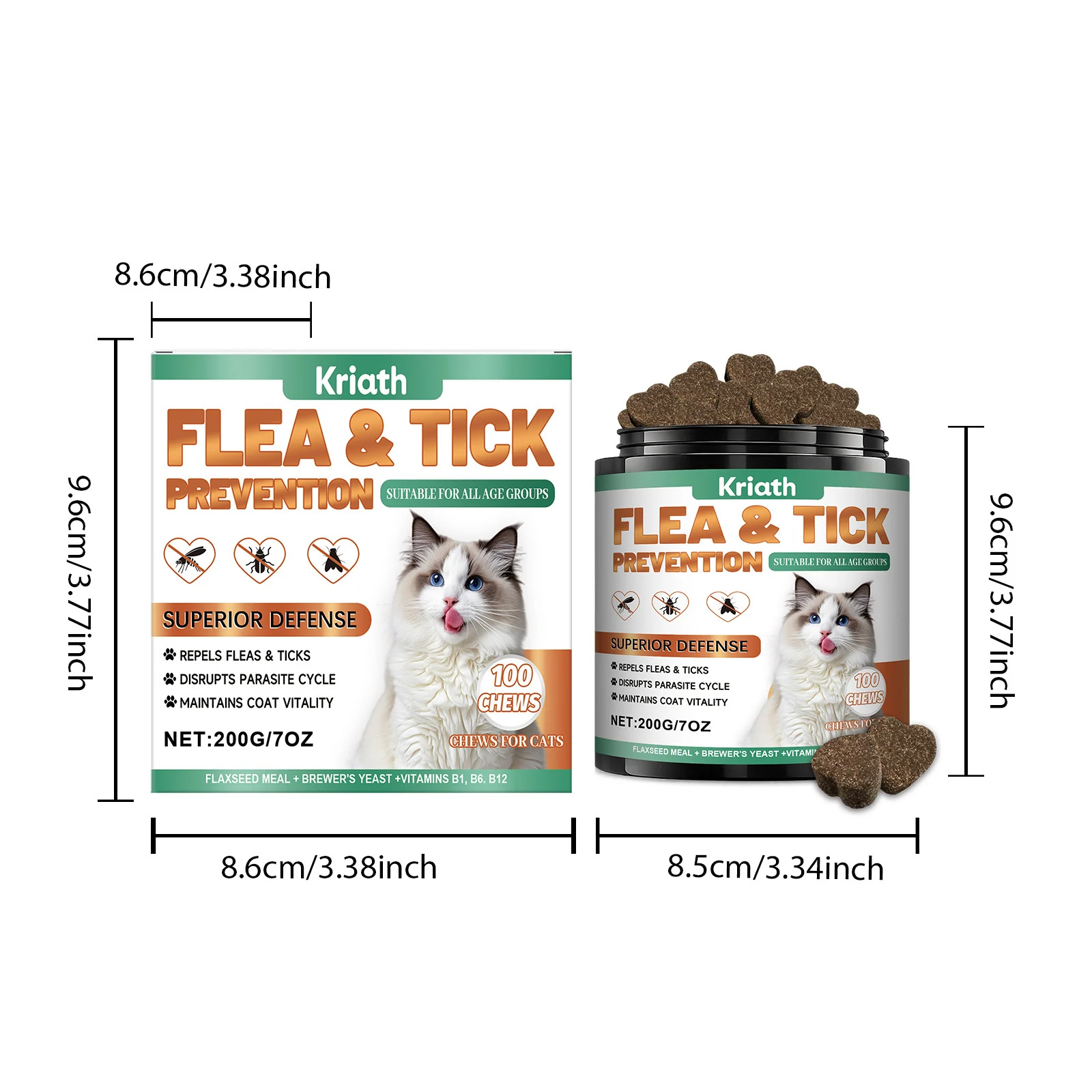 Flea & Tick Prevention Cat Chews - Skin & Coat Care Supplement (200g) 1 flea tick prevention cat chews spu978999623238 desc 1