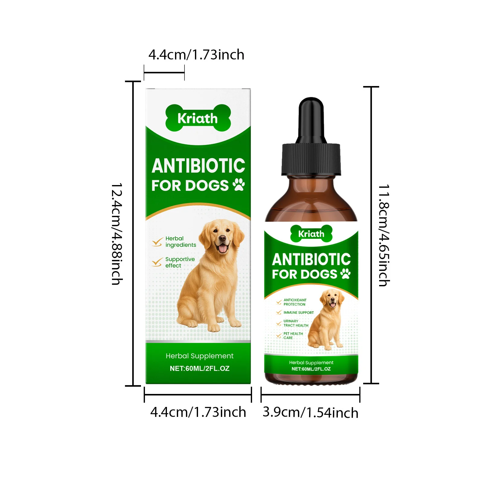 Herbal Supplement Drops for Dogs - Immune & Urinary Tract Support (60ml) 1 herbal dog supplement drops spu973735553307 desc 1