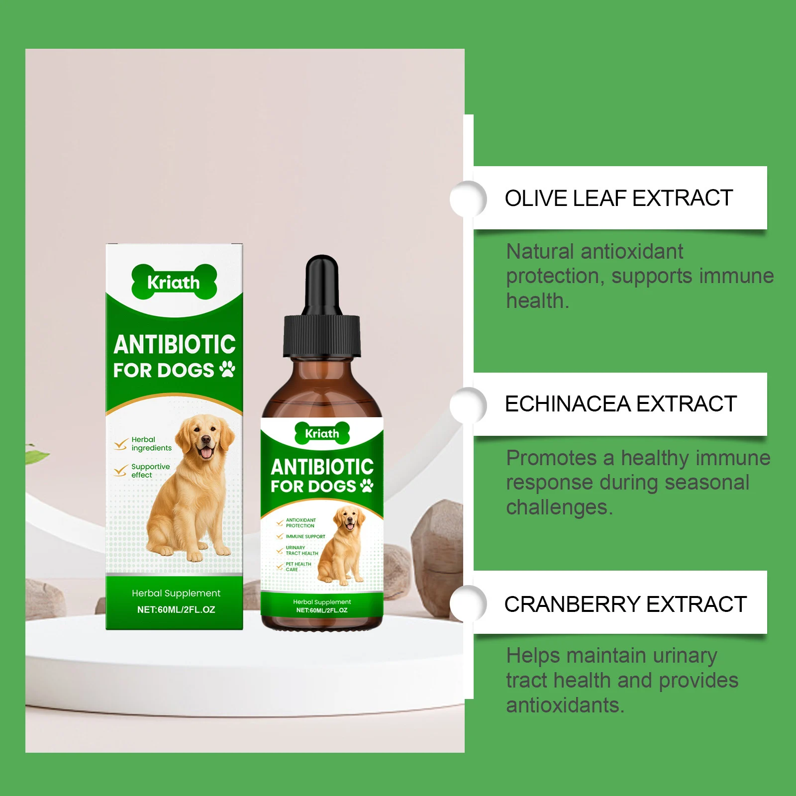 Herbal Supplement Drops for Dogs - Immune & Urinary Tract Support (60ml) 7 herbal dog supplement drops spu973735553307 desc 7