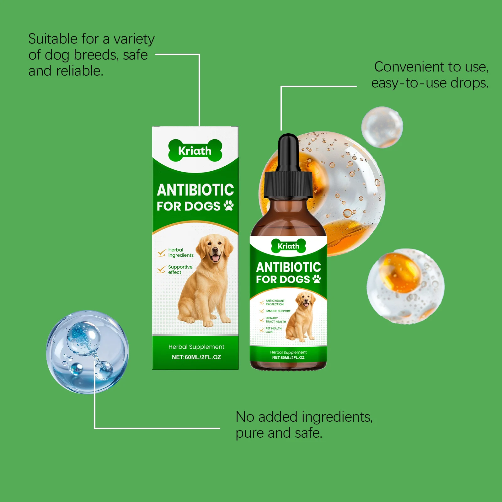 Herbal Supplement Drops for Dogs - Immune & Urinary Tract Support (60ml) 9 herbal dog supplement drops spu973735553307 desc 9