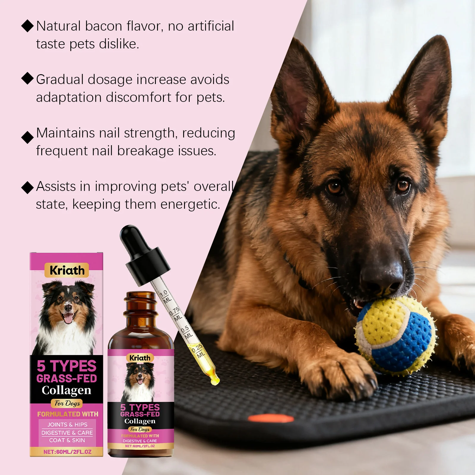Grass-Fed Liquid Collagen Drops for Dogs - Joint, Skin & Coat Support 11 liquid collagen drops dogs spu988025947739 desc 11