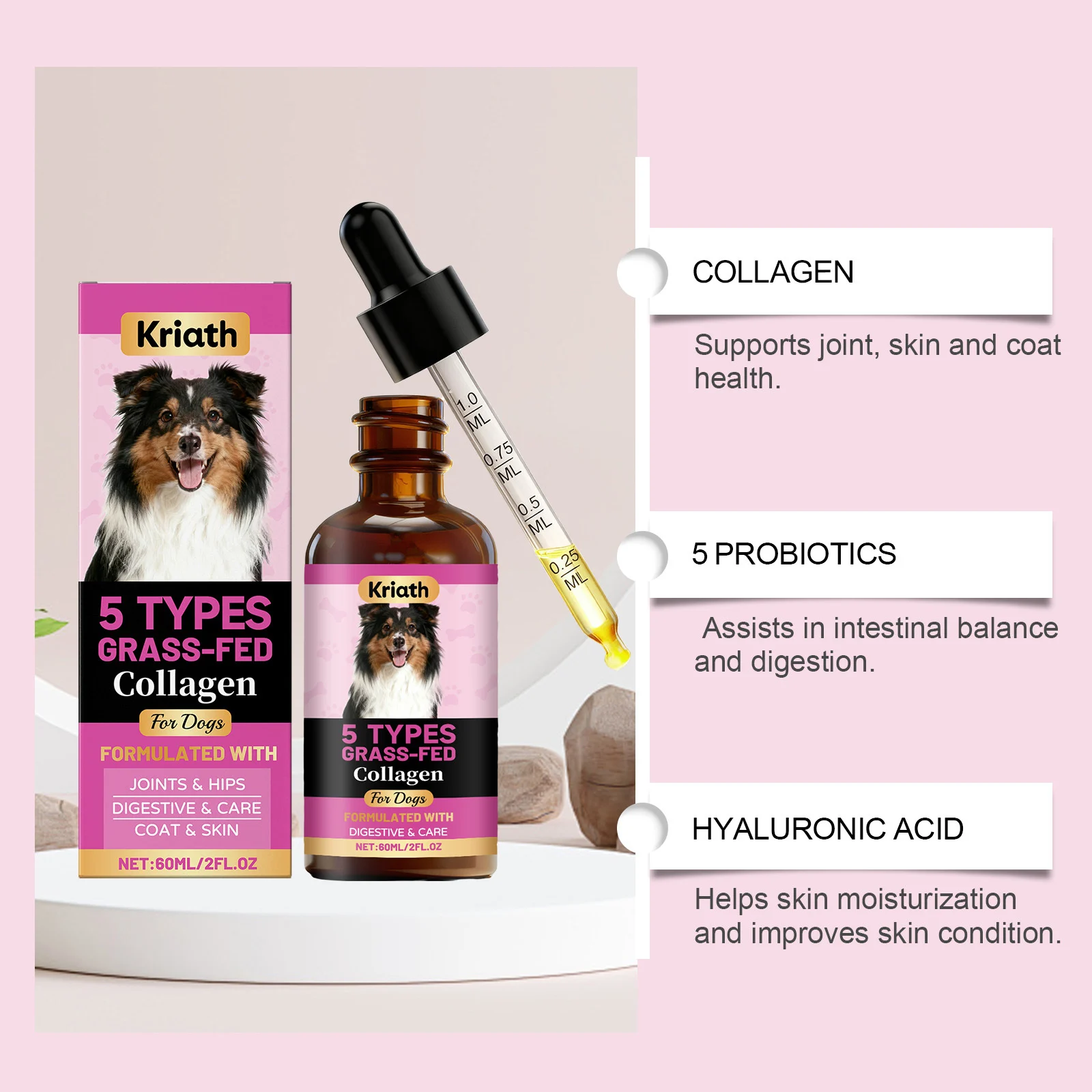 Grass-Fed Liquid Collagen Drops for Dogs - Joint, Skin & Coat Support 7 liquid collagen drops dogs spu988025947739 desc 7