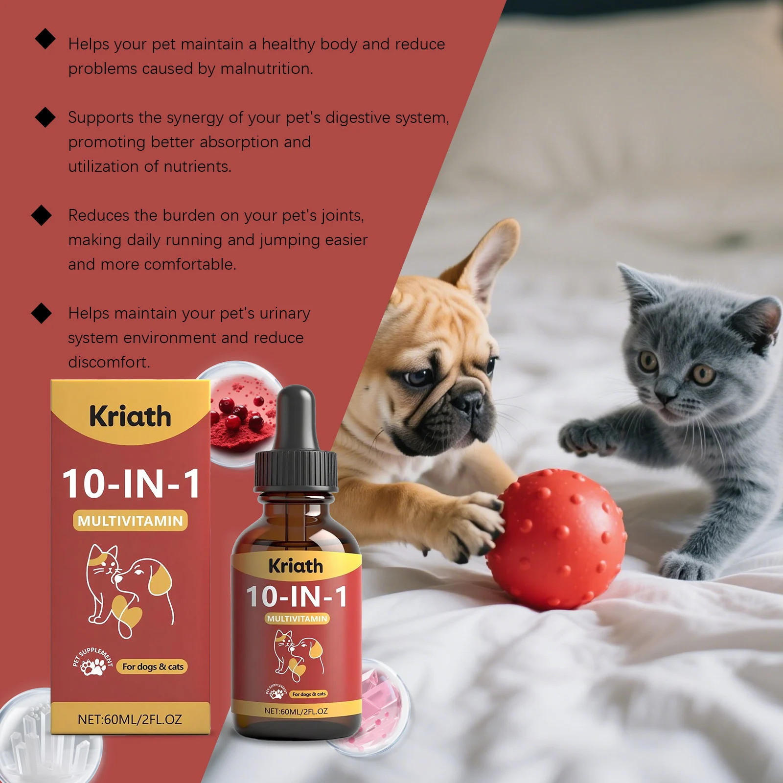 10-in-1 Multivitamin Liquid for Dogs and Cats - Joint & Immune Support 12 pet multivitamin liquid spu976102704600 desc 12